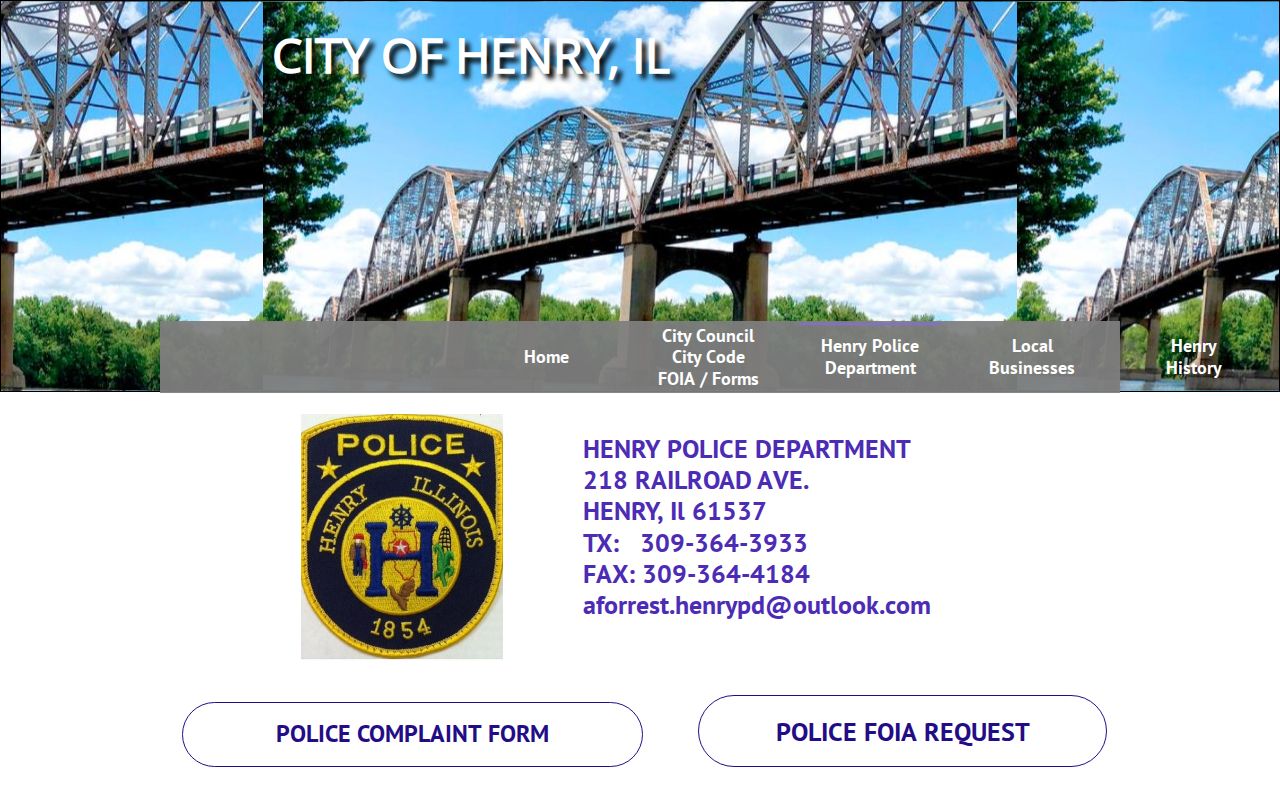Henry Illinois Police Department official page for Marshall County arrest records