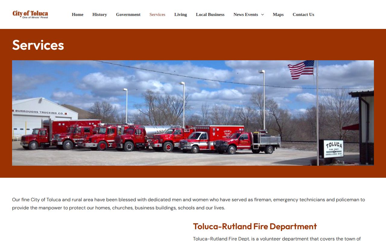 Toluca Illinois services page for Marshall County arrest-record contacts